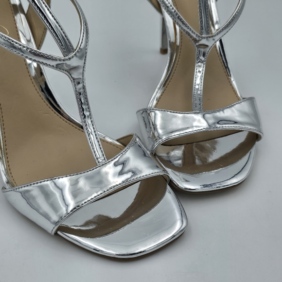 Jewel Badgley Mishka Kiki Ankle Strap Heeled Sandals, Silver, Women's Size 8 - Picture 3 of 16